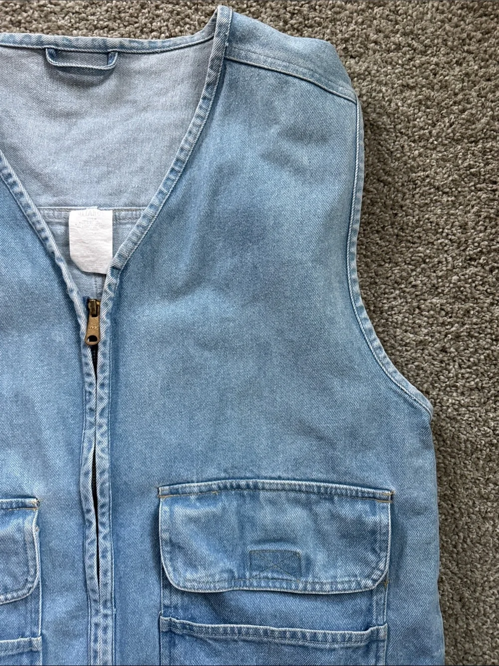 Gitano Vintage Light Wash Denim Utility Vest with Front Pockets
